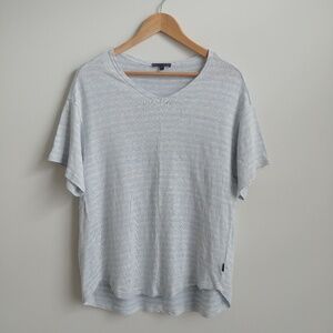 OSKA Germany linen knit top white blue stripes Small